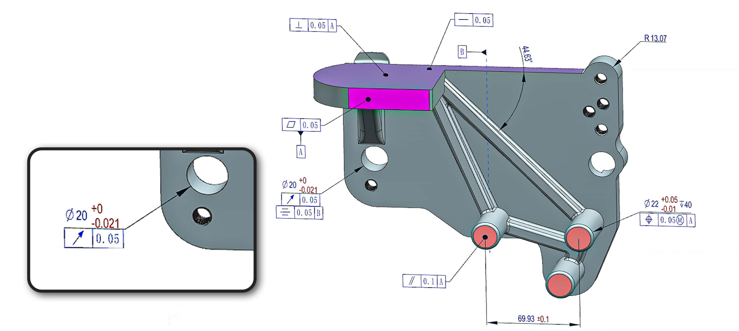 Sample of circular runout measurement for CNC machining parts, ensuring minimal deviation in circular geometry