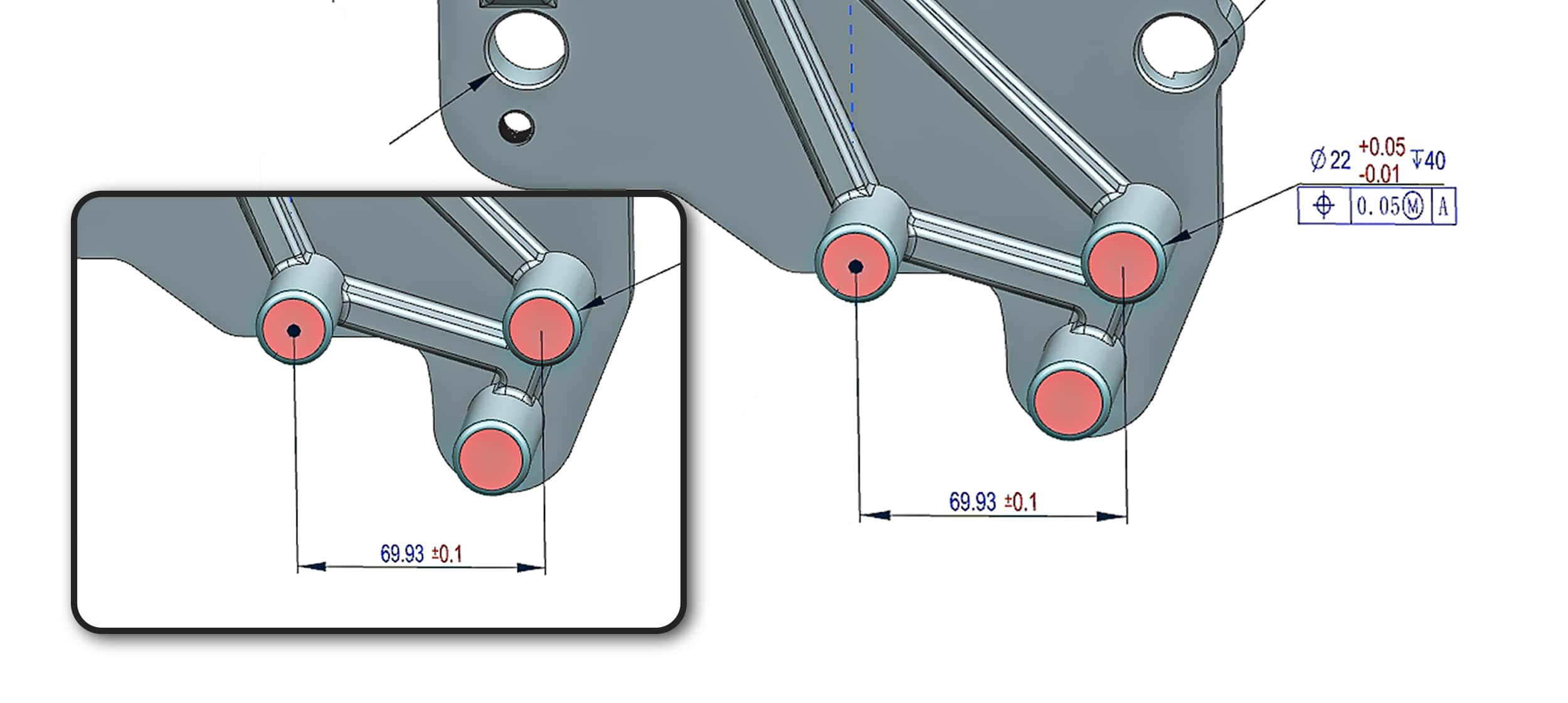 CNC machining parts Linear Dimensions Example